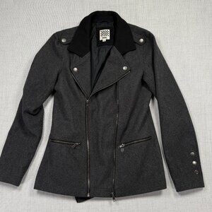 Vans Pike Moto Wool Blend Jacket Charcoal Gray Full Zip Front Size L Large